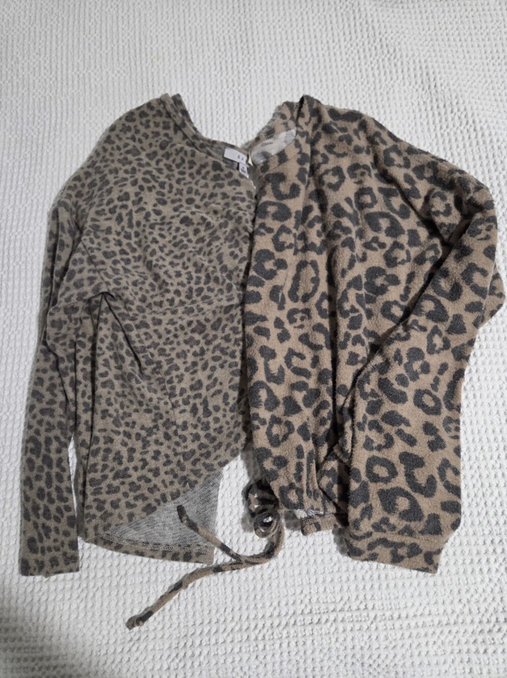 Gaze + Free Kisses Leopard Print Ruched Tie-Waist Sweaters
